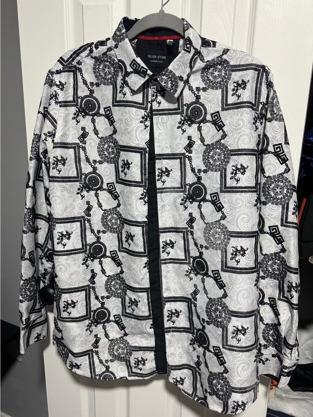 Men’s Black & White Patterned Shirt Jacket